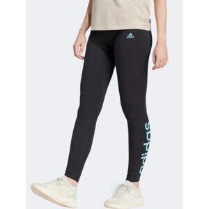 Adidas IM2859-W Lin Leggings Size SMALL– Black/Lt Aqua - Stylish and Comfortable